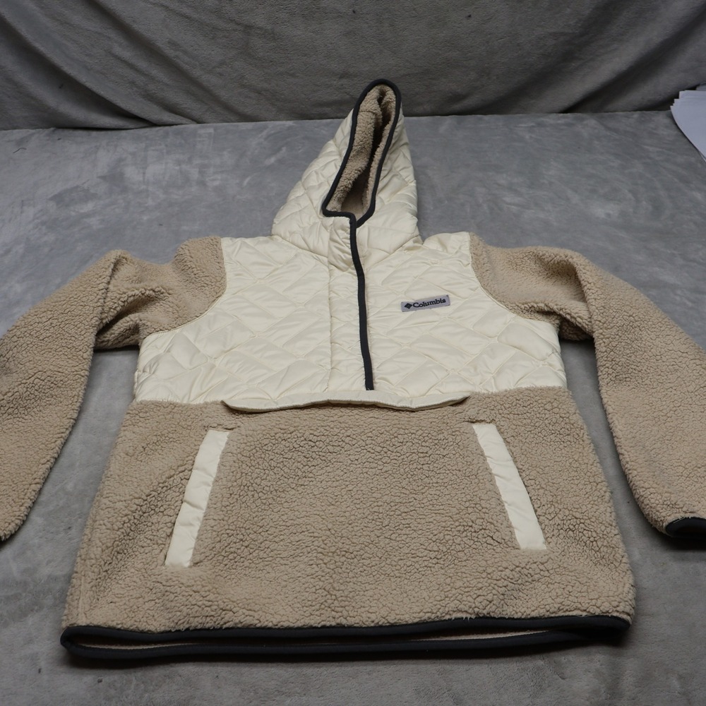 Columbia Hoodie Womens Small Cream Sweet View Fleece Hooded Pullover Insulated